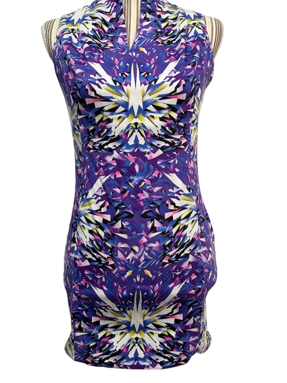 ASOS Cross Back Dress Womens 4 UK 8 Zip close Purple pink white Bodycon wedding